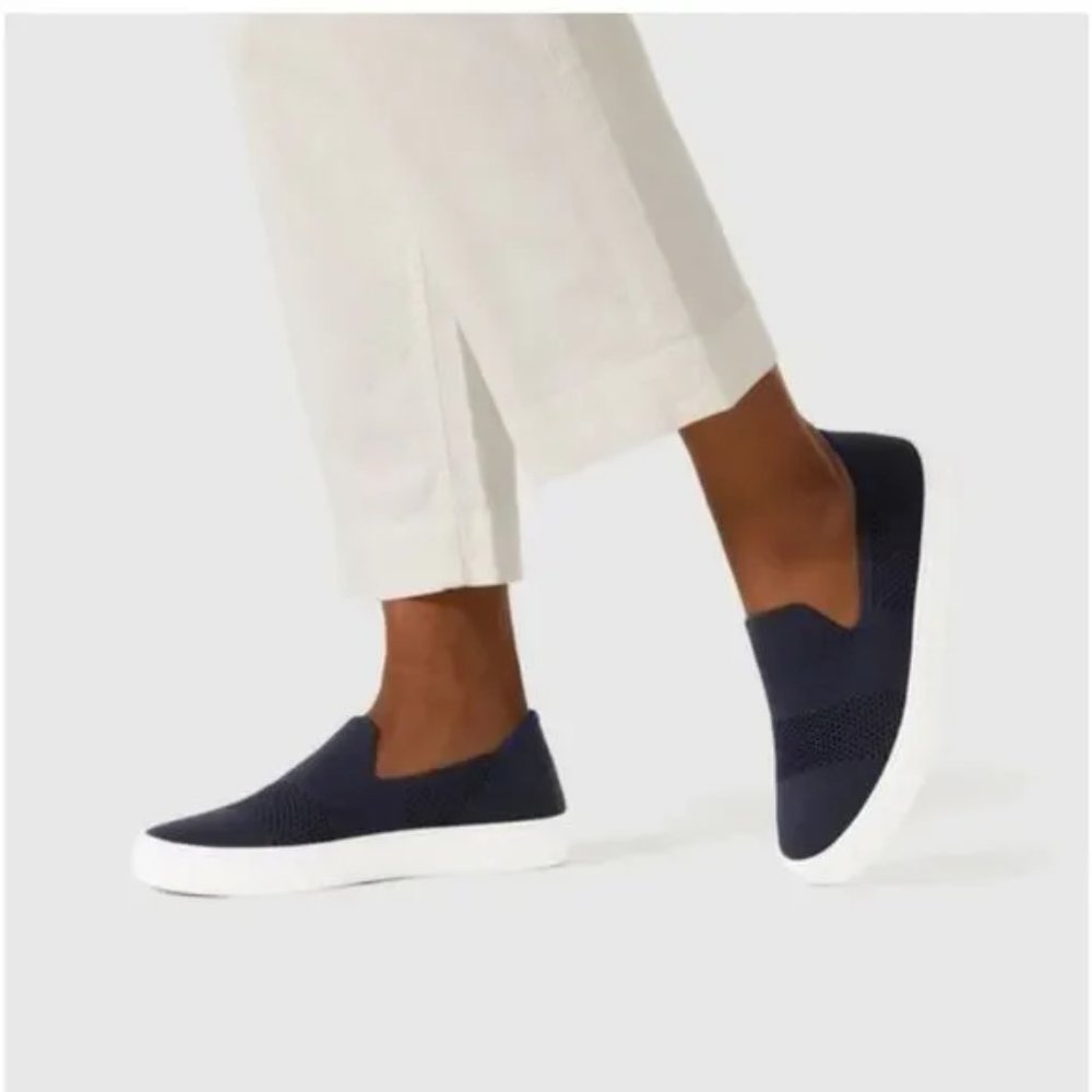 Rothy's The Original Slip On Sneaker Maritime Lattice Women's SZ 8.5‎ Navy Blue